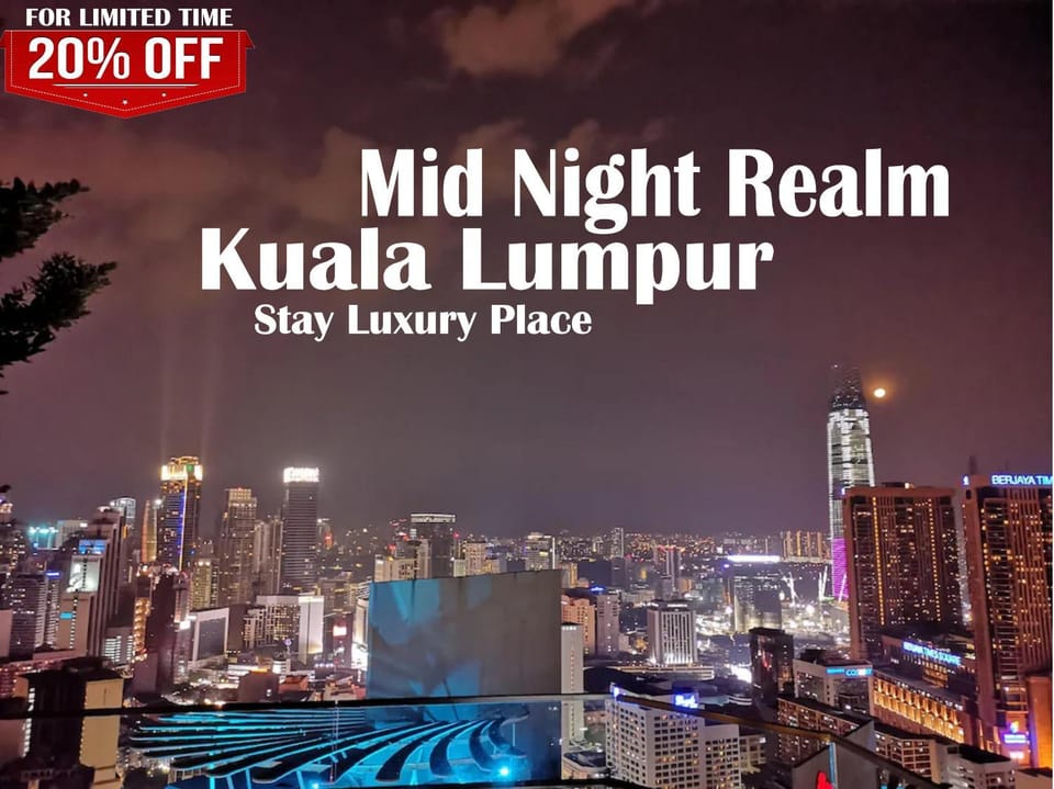 Night, City view, Swimming pool