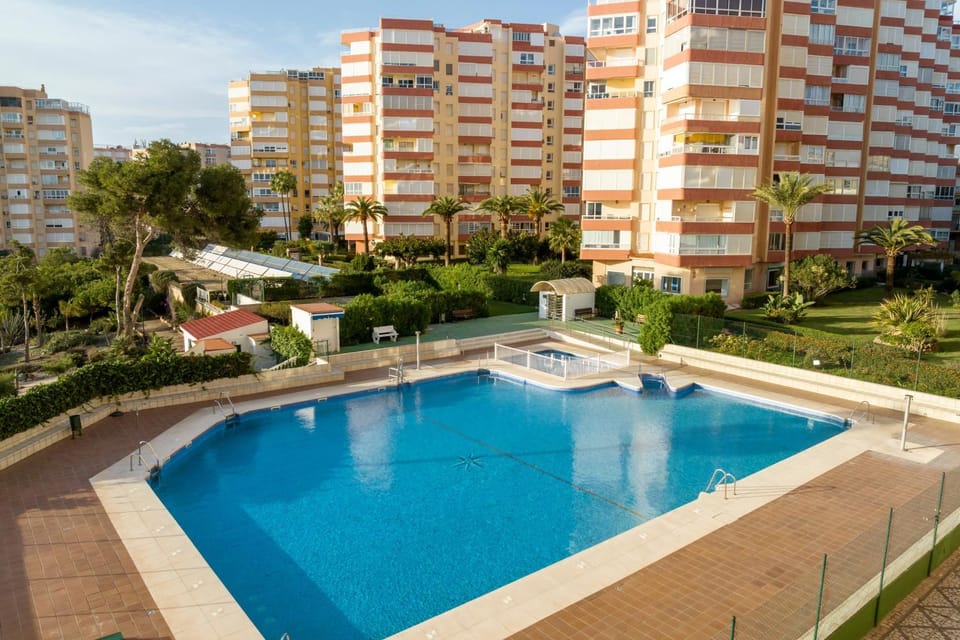Property building, Living room, Swimming pool