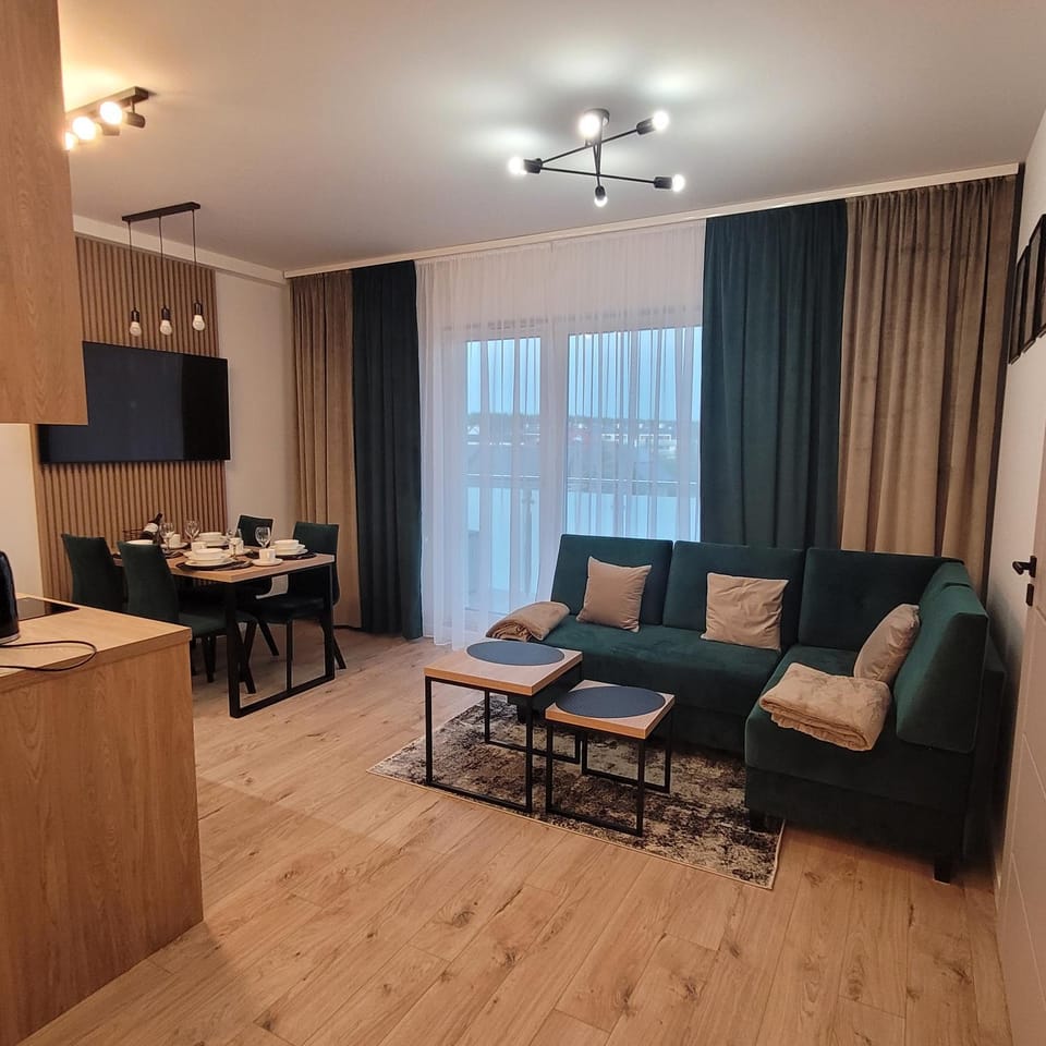 Kitchen or kitchenette, Living room, Seating area, Dining area