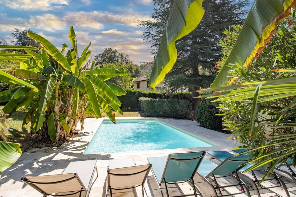 Property building, Living room, Swimming pool