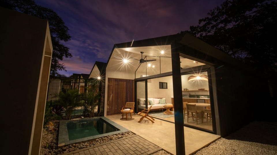 Property building, Patio, Night, Balcony/Terrace, Swimming pool