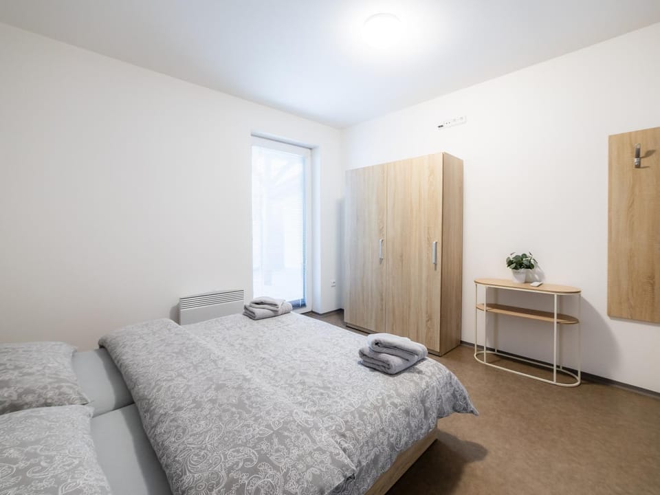 Bed, Photo of the whole room, Bedroom, towels, wardrobe