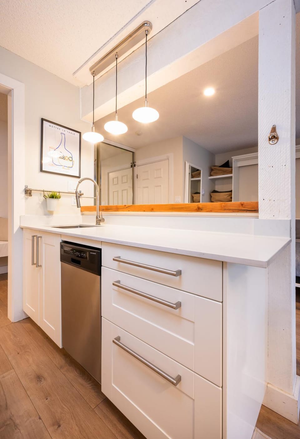 Kitchen or kitchenette, dishwasher