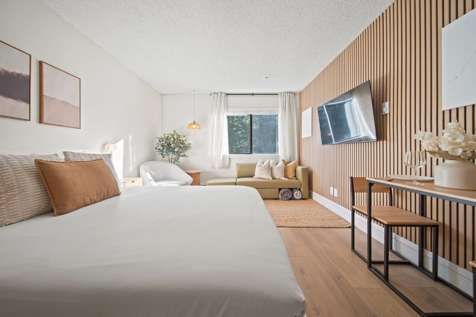 Bed, TV and multimedia, Seating area, Bedroom