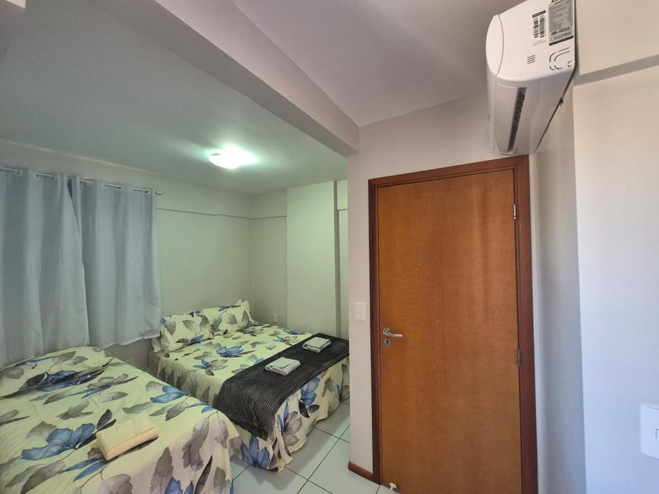 Bed, Bedroom, locker, towels, air conditioner