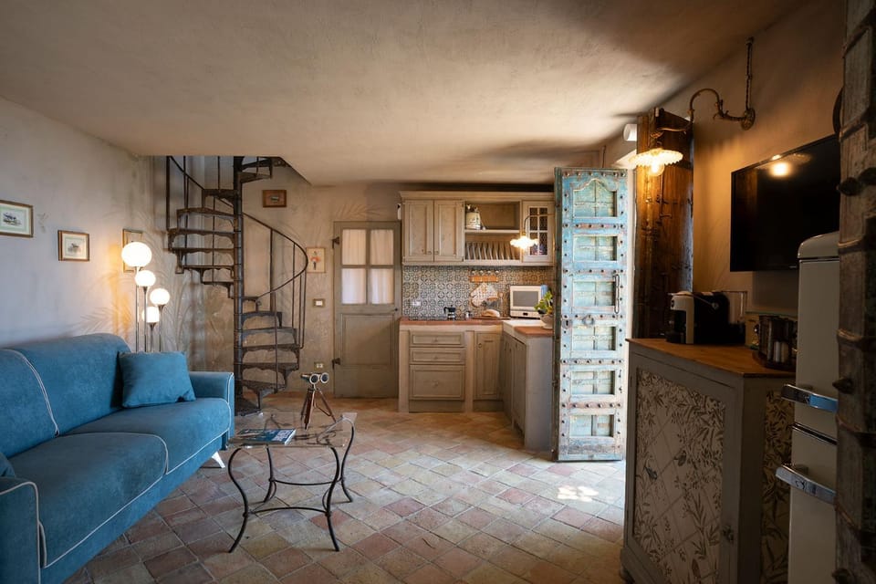 Kitchen or kitchenette, Living room, stove