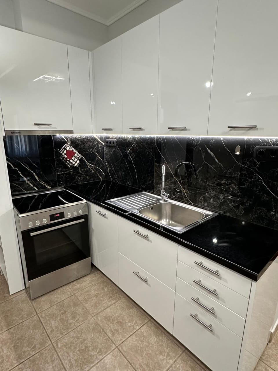 Kitchen or kitchenette, stove