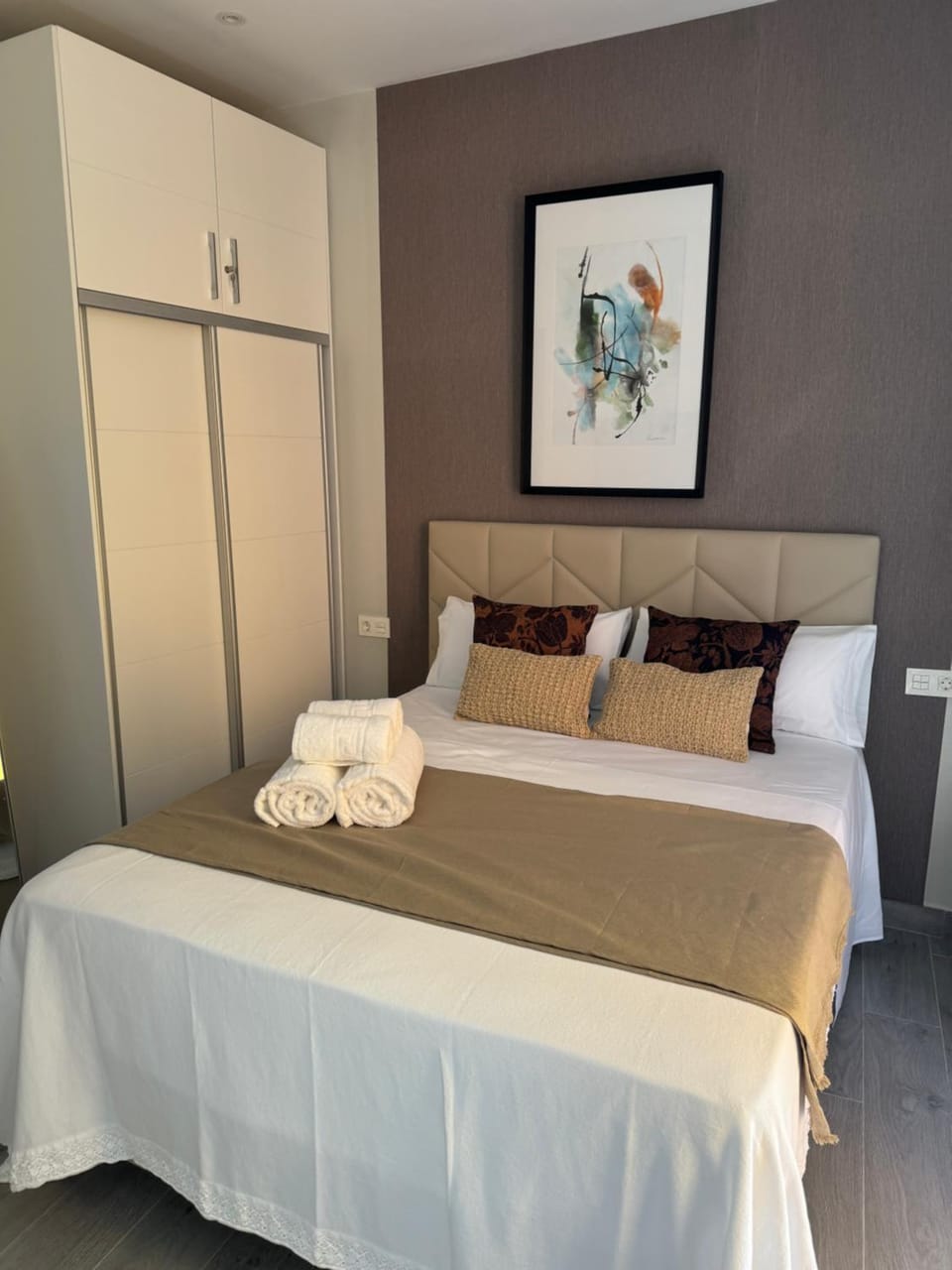 Bed, Photo of the whole room, Bedroom, towels, wardrobe
