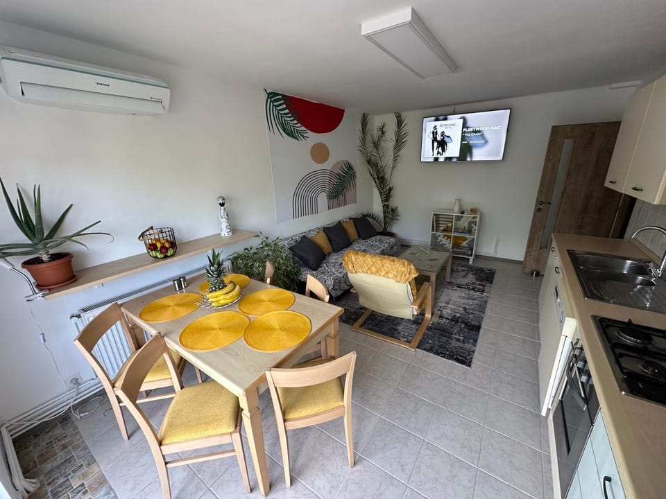 Communal lounge/ TV room, TV and multimedia, Kitchen or kitchenette, Living room, Seating area, Dining area, air conditioner