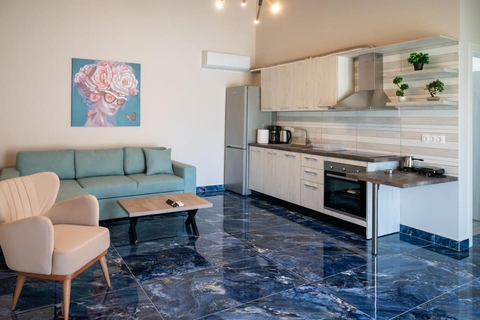 Living room, kitchen