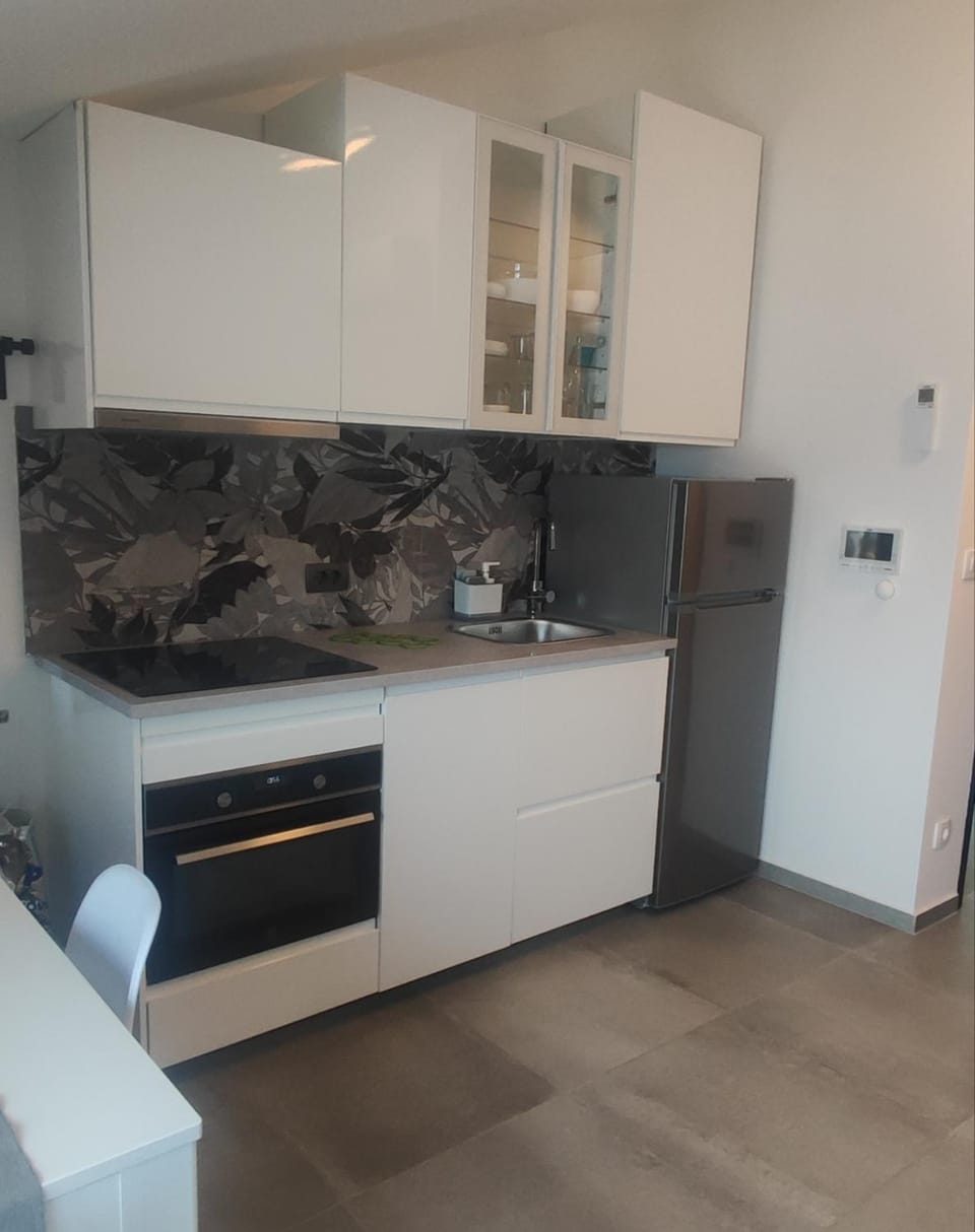 Kitchen or kitchenette, dishwasher, oven, stove