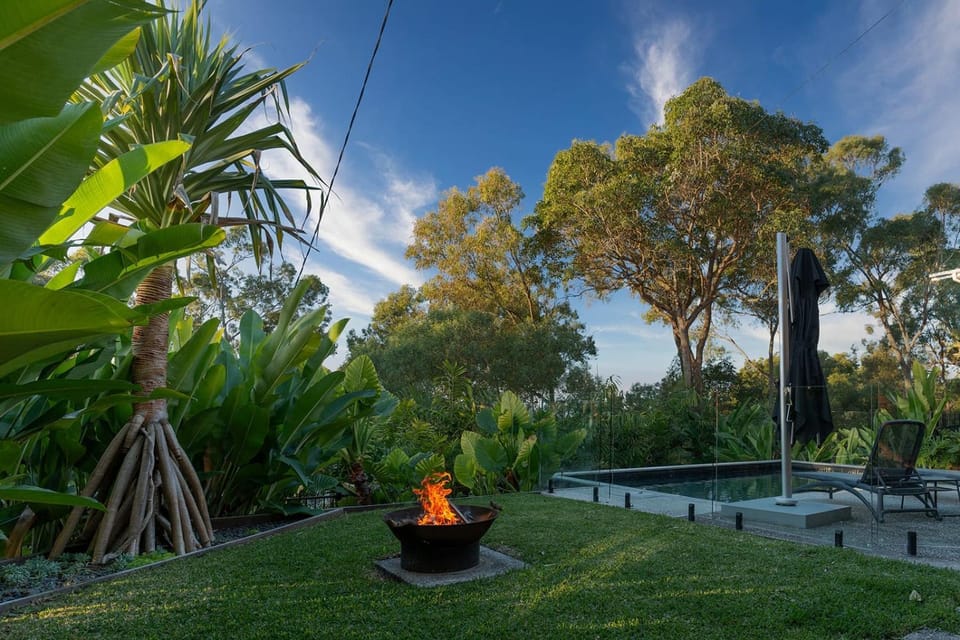 Natural landscape, Garden, Garden view, fireplace