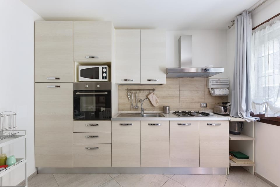 Kitchen or kitchenette, stove