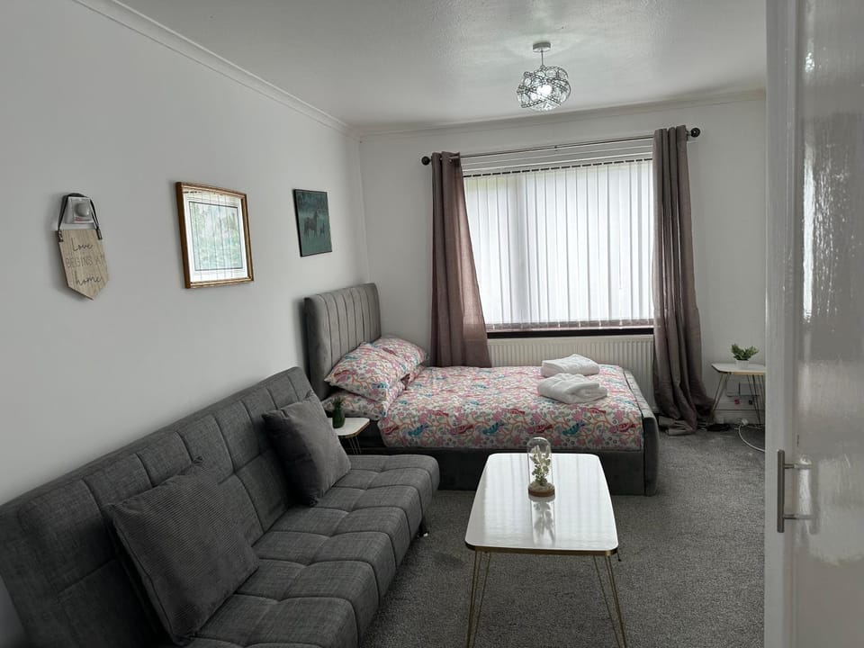 Bed, Living room, Photo of the whole room, Seating area, Bedroom