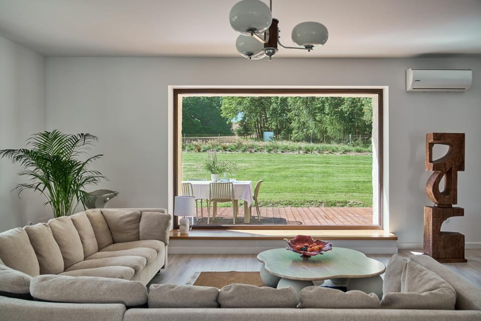 Balcony/Terrace, Living room, Seating area, Garden view, air conditioner