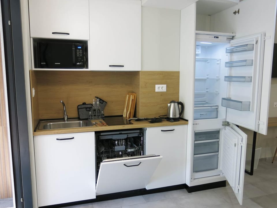 Coffee/tea facilities, Kitchen or kitchenette, dishwasher, stove
