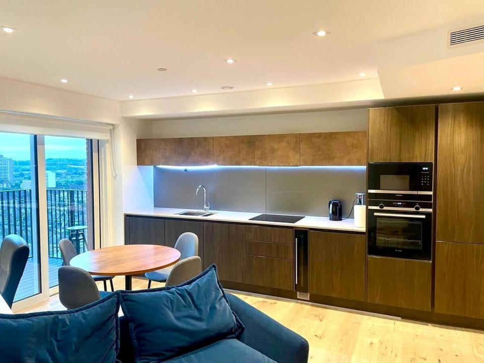 Kitchen or kitchenette, Living room, Seating area, Dining area, oven, stove