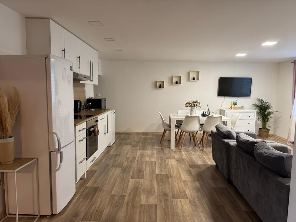 TV and multimedia, Kitchen or kitchenette, Dining area, dishwasher, oven, stove