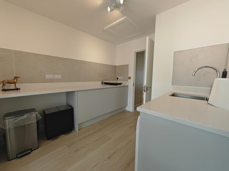 Kitchen or kitchenette, stove