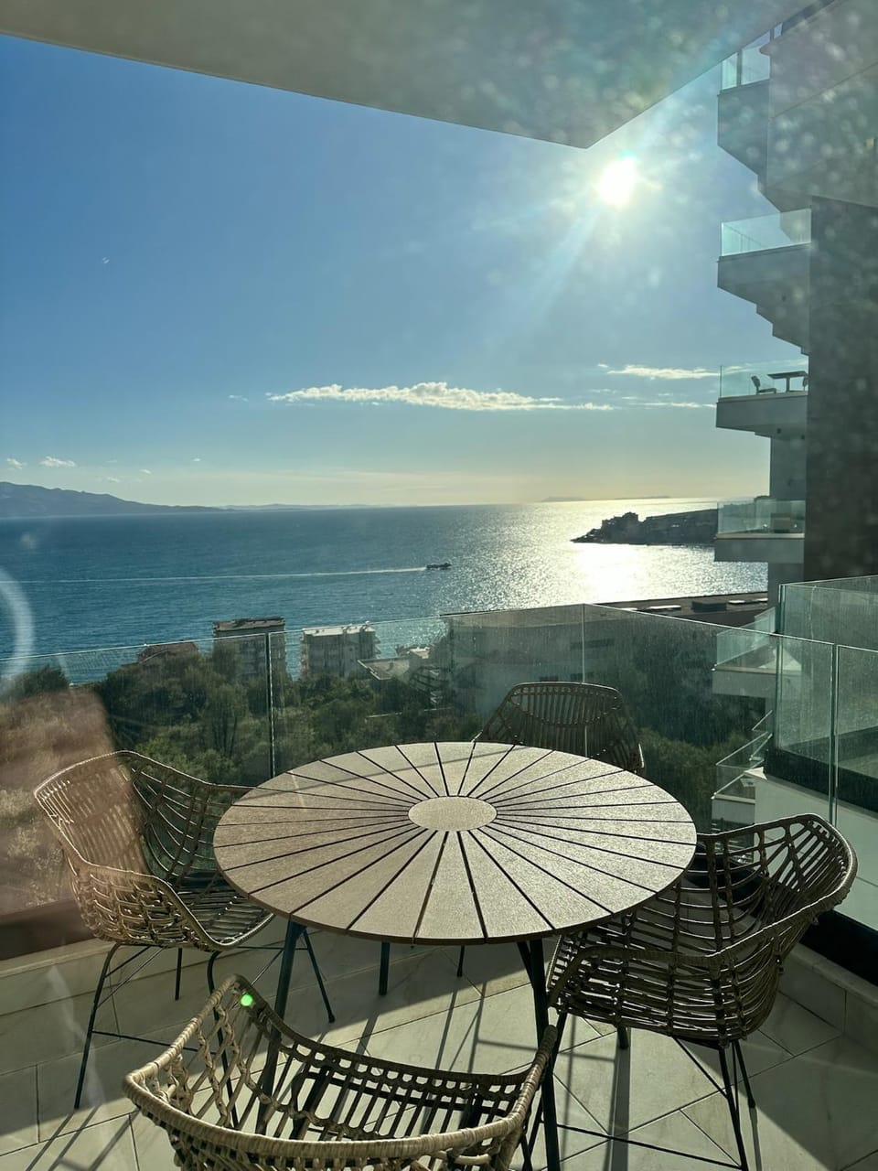 View (from property/room), Balcony/Terrace, Seating area, Sea view