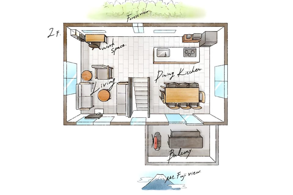 Photo of the whole room, Floor plan