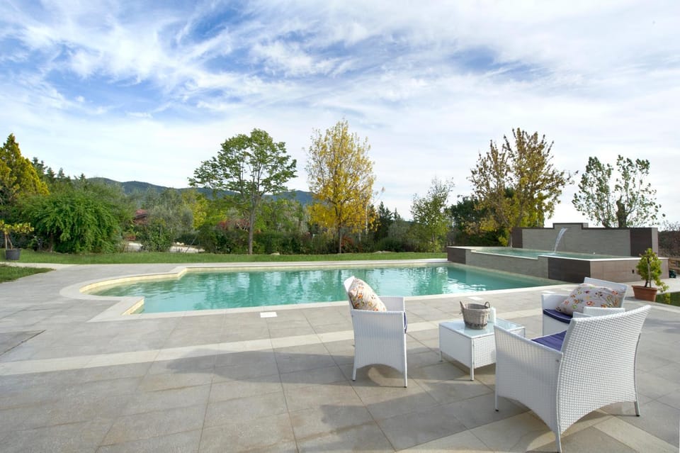 Natural landscape, Garden, Swimming pool