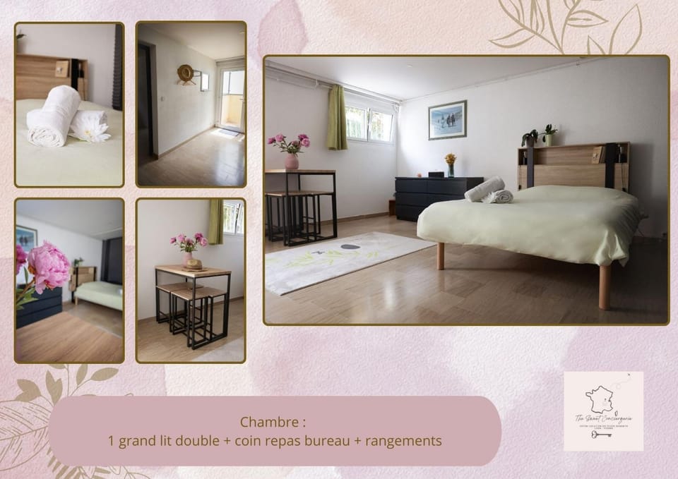 Bed, Photo of the whole room, Seating area, Bedroom, Text overlay, towels
