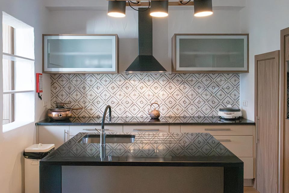 Kitchen or kitchenette, stove