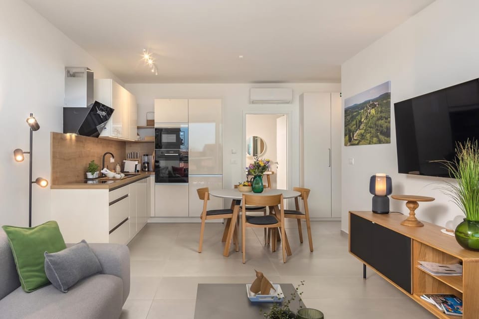 TV and multimedia, Kitchen or kitchenette, Living room, Seating area, Dining area, oven, stove