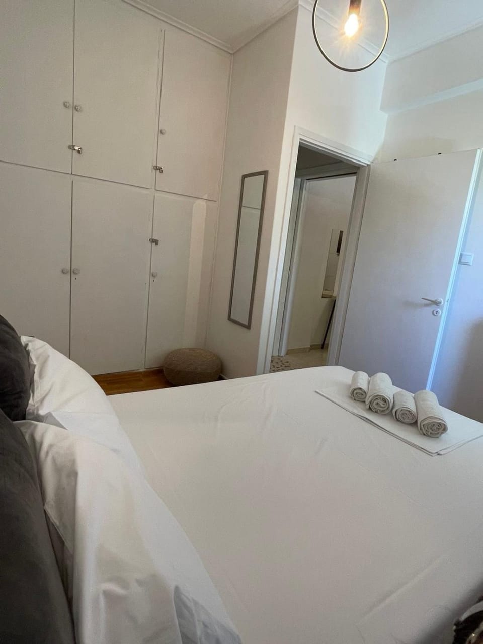 Bed, Photo of the whole room, Bedroom, towels, wardrobe
