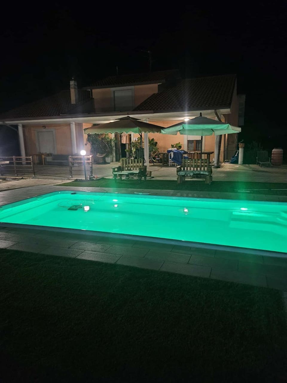 Night, Pool view, Swimming pool