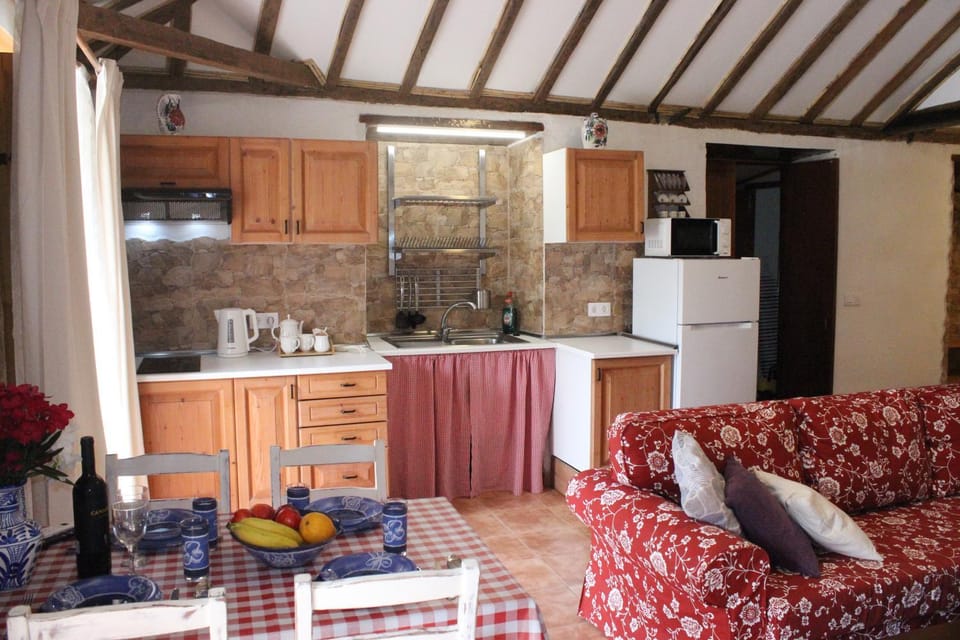 Dining area, stove, kitchen