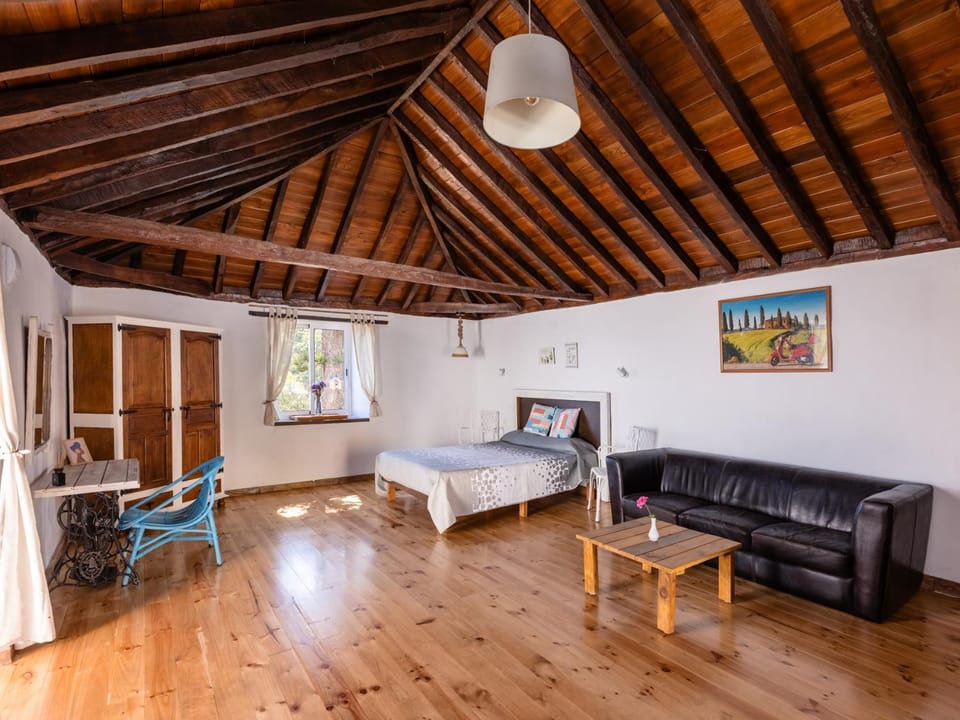 Bed, Seating area, Bedroom