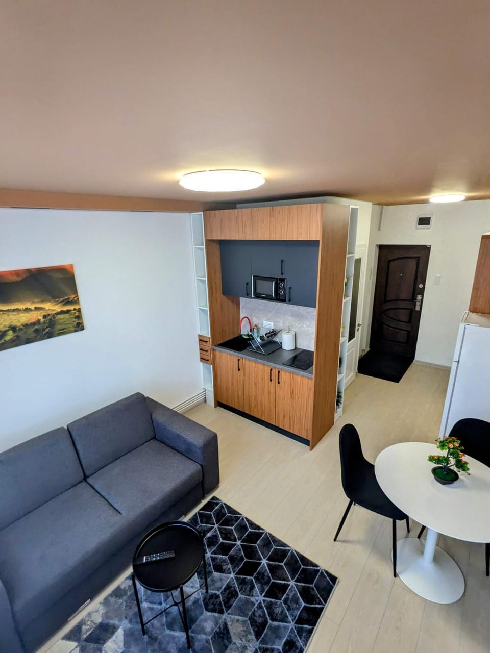 Kitchen or kitchenette, Living room, Seating area, Dining area, oven