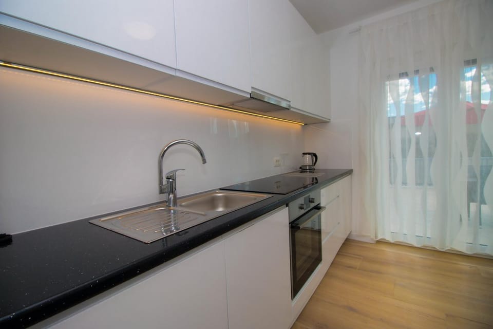 Kitchen or kitchenette, stove