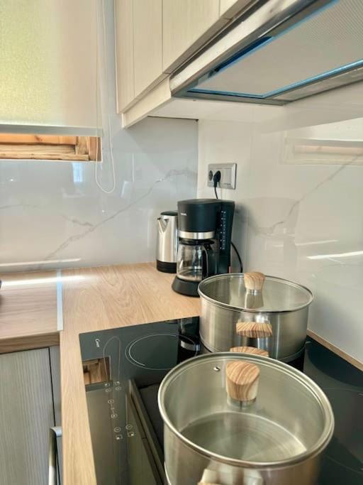 Kitchen or kitchenette, stove