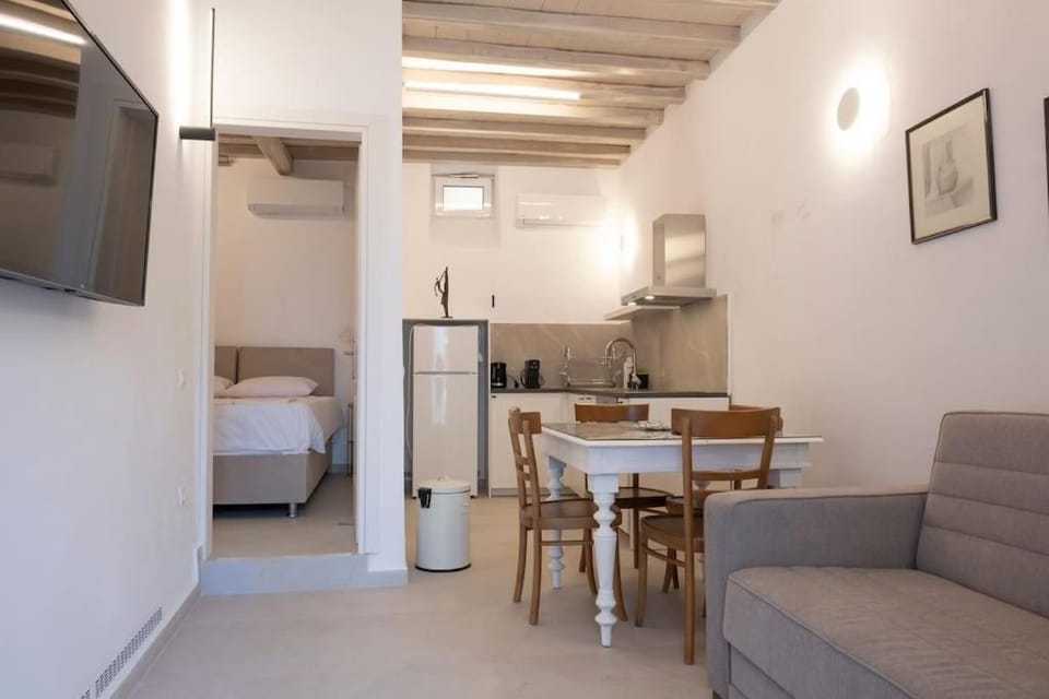 Bed, TV and multimedia, Kitchen or kitchenette, Living room, Photo of the whole room, Seating area, Dining area, Bedroom, oven