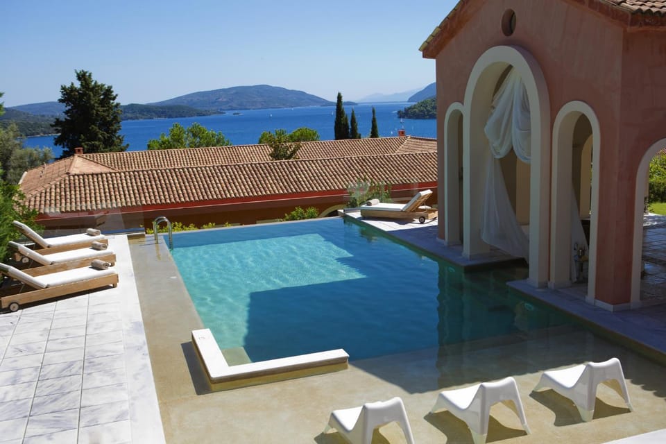 Patio, Day, Natural landscape, Pool view, Swimming pool, sunbed