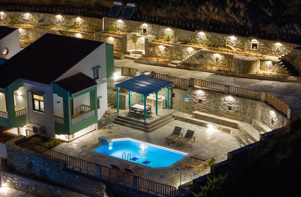 Property building, Night, Natural landscape, Pool view, Swimming pool