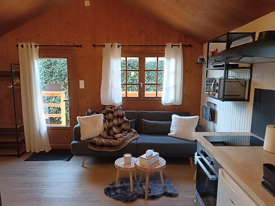 Kitchen or kitchenette, Living room, Seating area