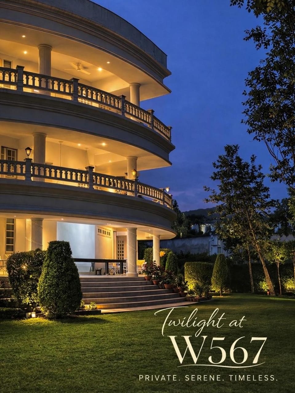 Property building, Night, Garden view