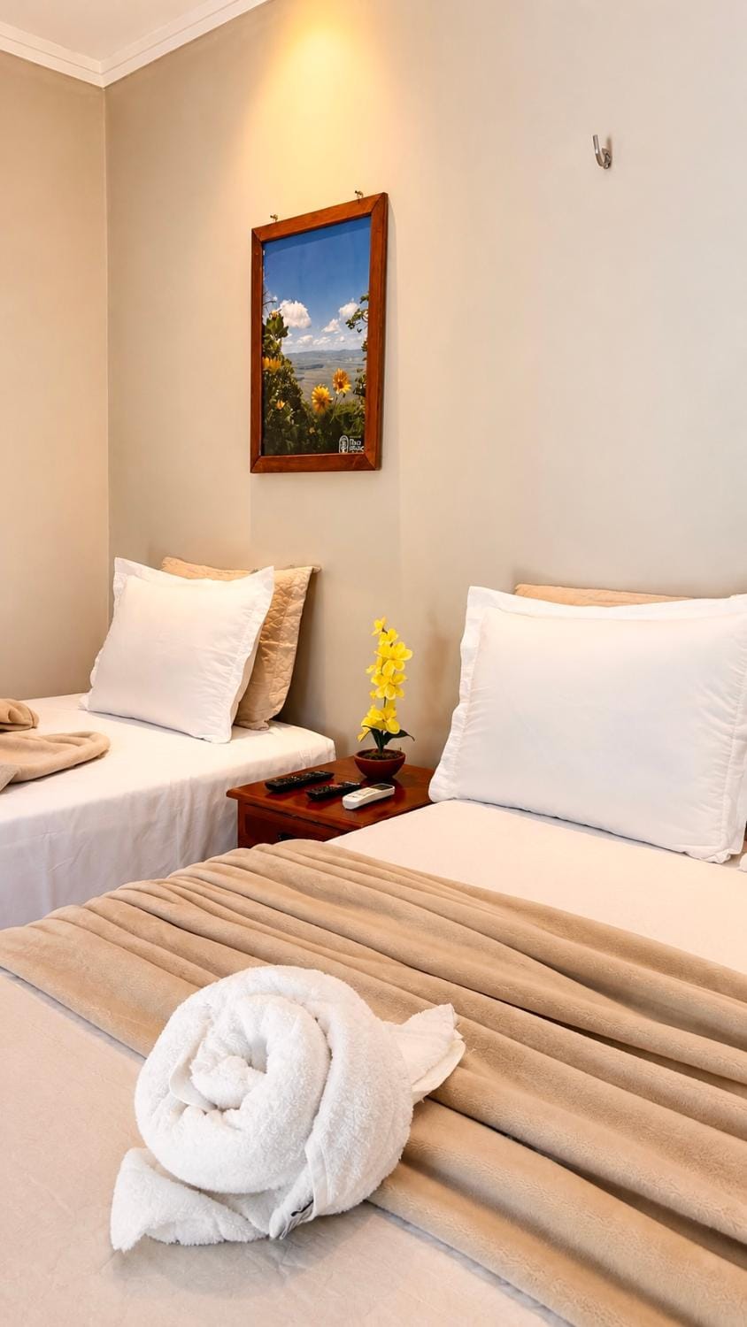 Bed, Photo of the whole room, Bedroom, towels