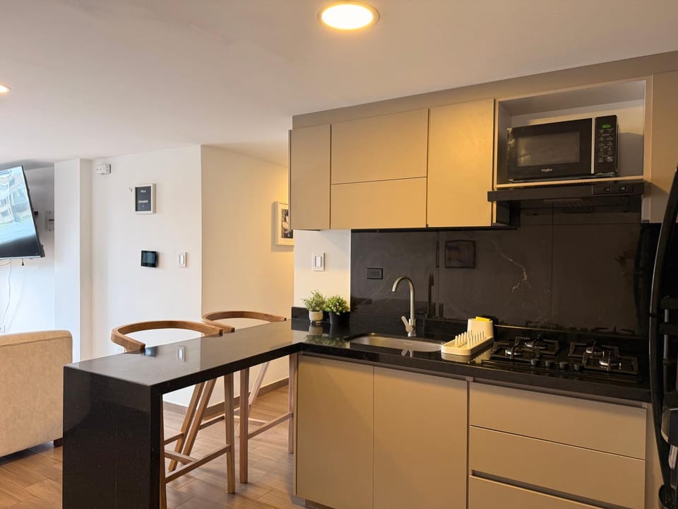 Kitchen or kitchenette, oven, stove
