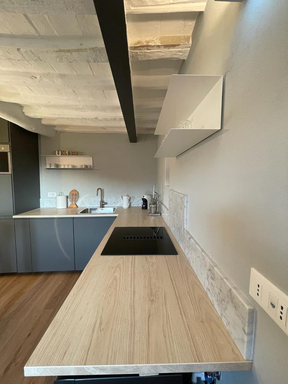 Kitchen or kitchenette, stove