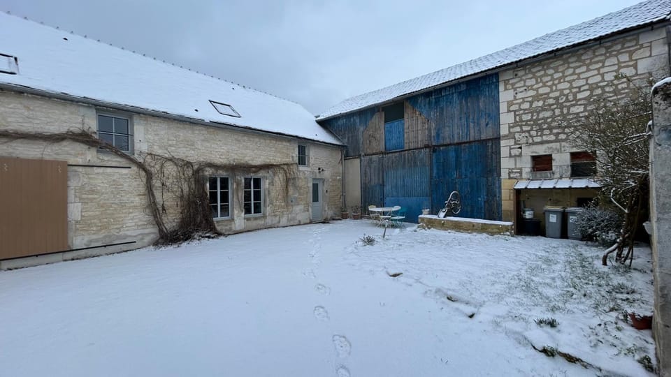 Property building, Winter, Garden