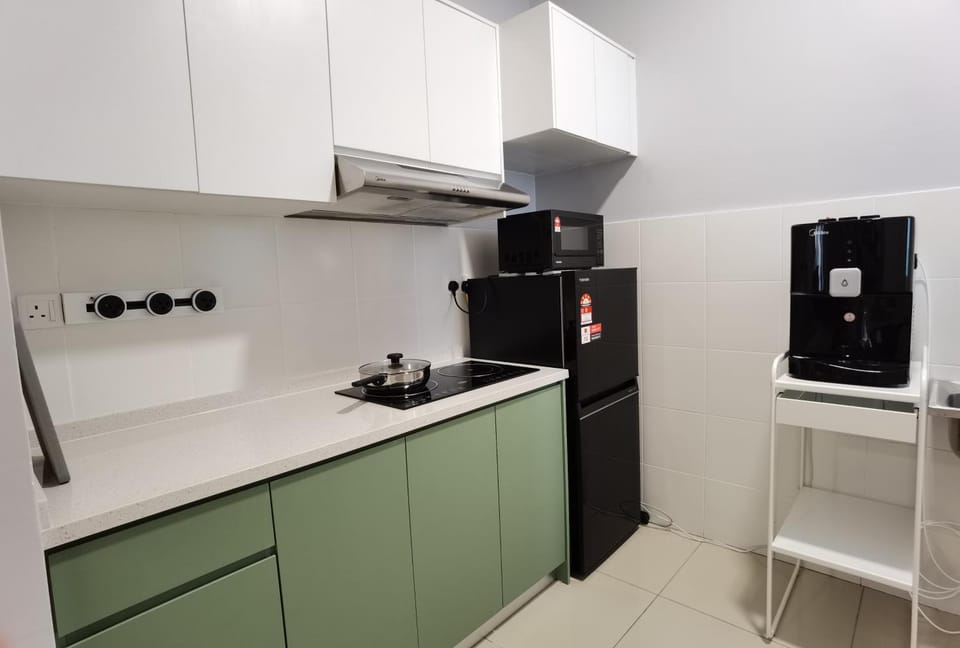 Kitchen or kitchenette, stove