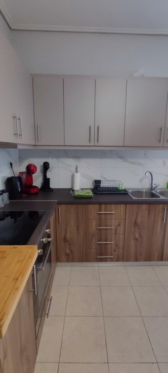 Kitchen or kitchenette, stove