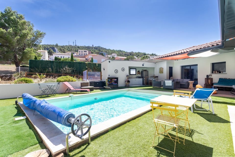 Property building, Living room, Swimming pool