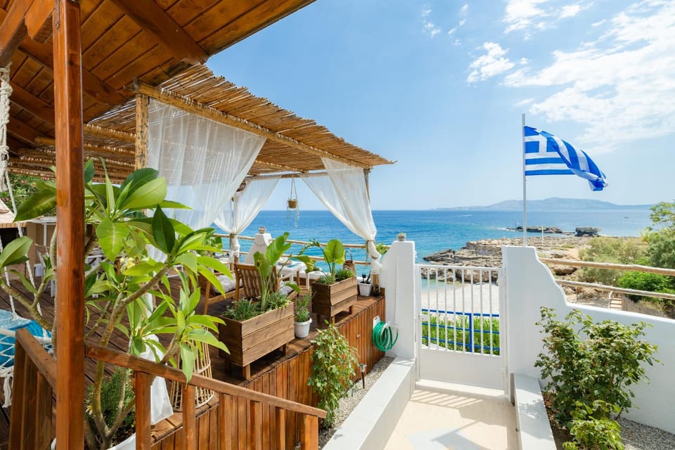 Property building, Patio, Day, Natural landscape, View (from property/room), Balcony/Terrace, Sea view