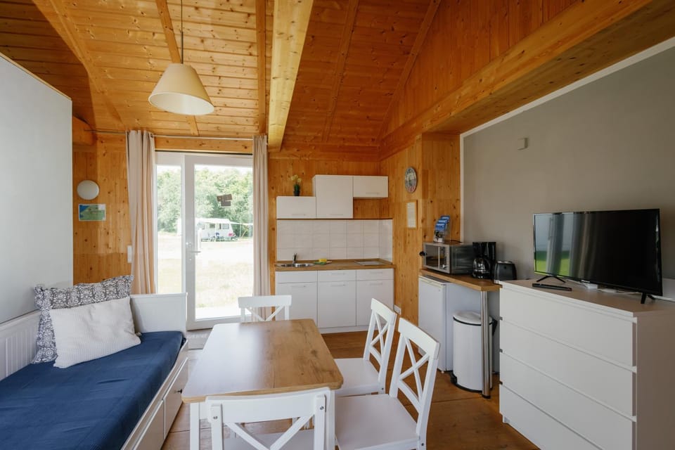 Kitchen or kitchenette, Living room, Seating area, Dining area, stove